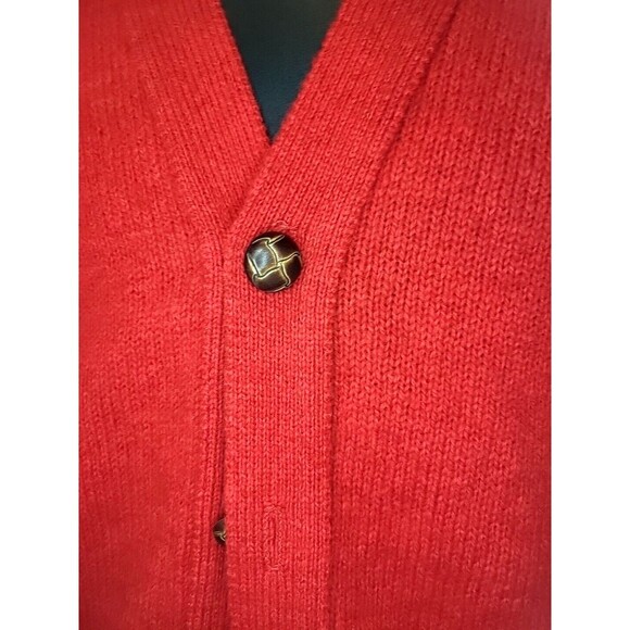 Vintage Jantzen Sweater Vest Men Large Red Button Holiday Preppy Cardigan Scotch - Picture 2 of 9